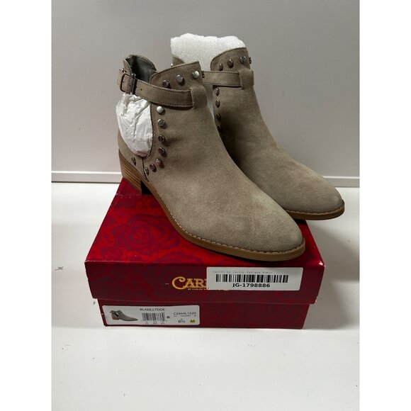 CARLOS SANTANA Shoes - Carlos Santana Blake Suede Sand Ankle Studded Booties Women’s Size 8.5 NEW